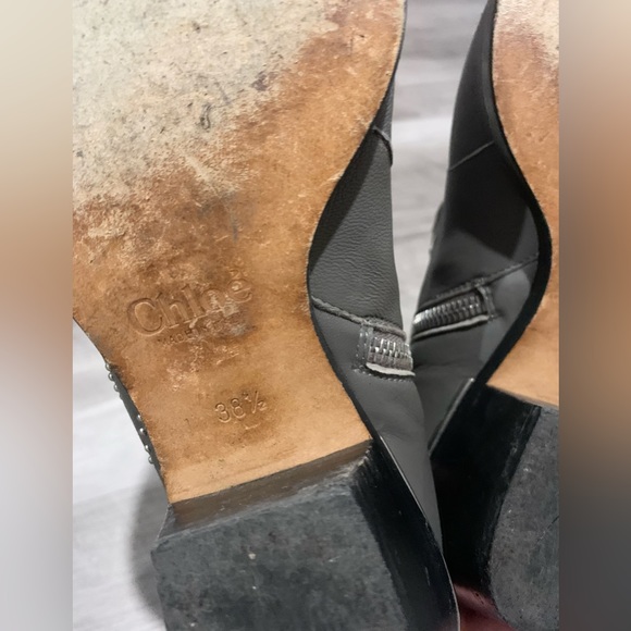 Chloé Susanna Short Boot in Grey / Silver Studs Size 38 1/2 - Picture 10 of 11